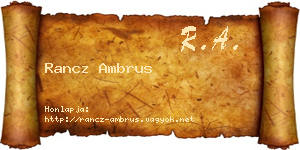 Rancz Ambrus névjegykártya